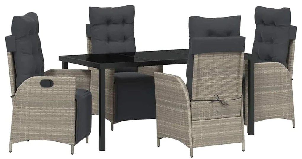 Conjunto de Jantar de Jardim com 5 peças em rattan sintético cinza cla