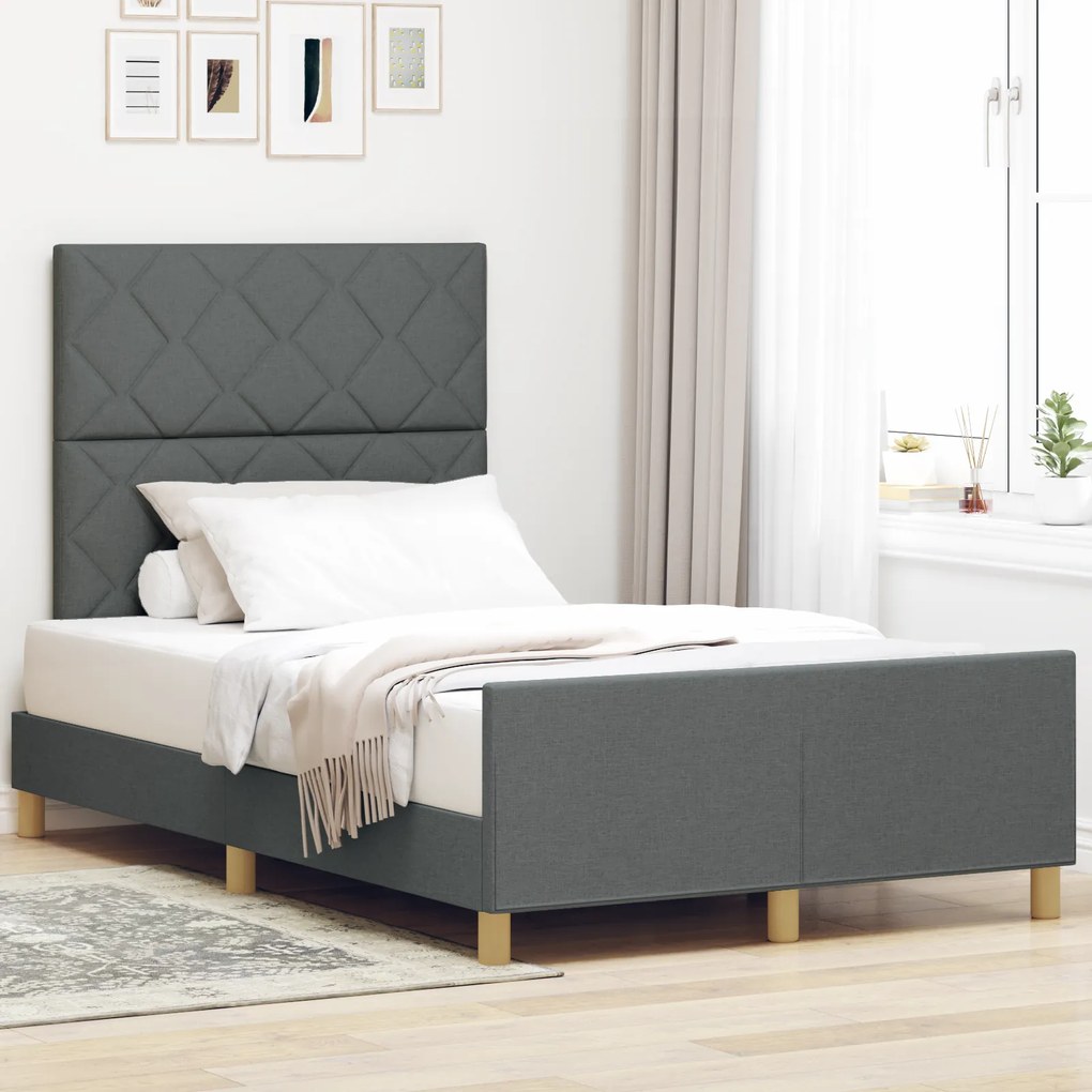 Cama vidaXL Cinza Escuro 120x200 cm em Tecido