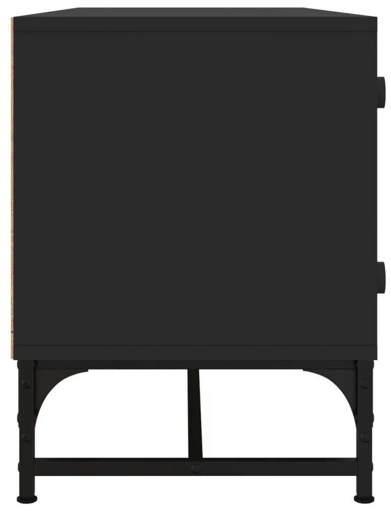 Móvel de TV c/ portas de vidro 102x37x50 cm preto