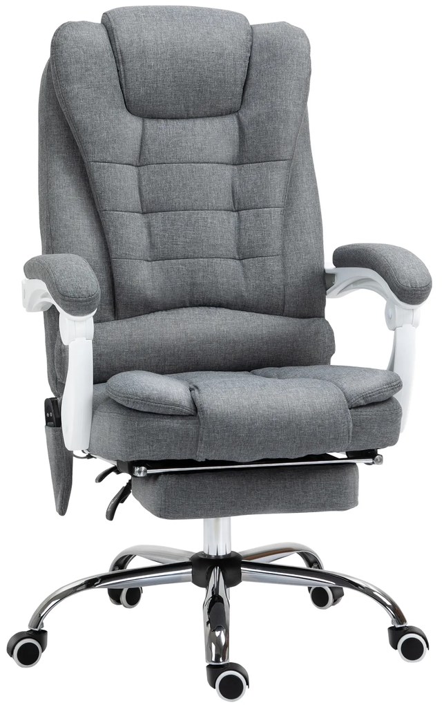 Vinsetto Cadeira de Escritório 6 Pontos Reclinável Altura Ajustável Função Aquecimento Conforto Ergonomia 65x70x111-119 cm Cinza | Aosom Portugal