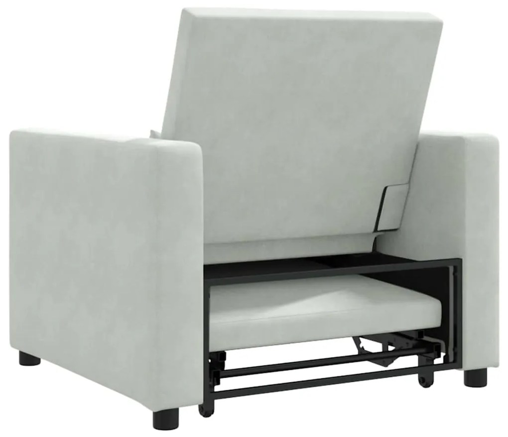Sofá-cama conversível 3 em 1 Veludo Cinza Claro