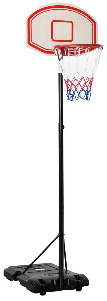HOMCOM Cesto de Basquetebol Exterior Ajustável Portátil Altura Do Aro 212-250 cm Base de Peso com Rodas Poste de Metal Preto Branco | Aosom Portugal