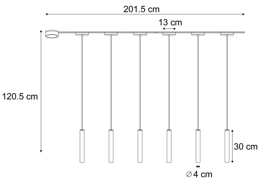 LED Sistema de iluminação de trilho moderno com 6 pendentes pretos monofásicos - Magnetic Cassie Moderno