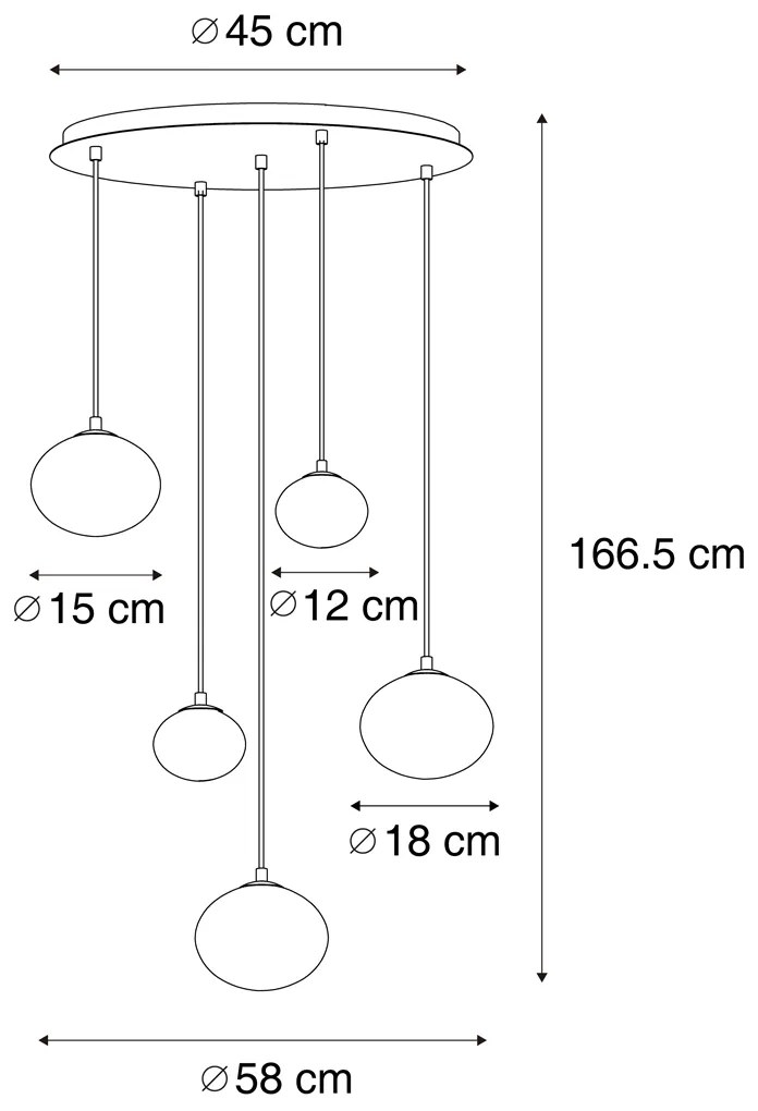 Candeeiro suspenso Art Deco dourado com vidro âmbar - Jia Art Deco