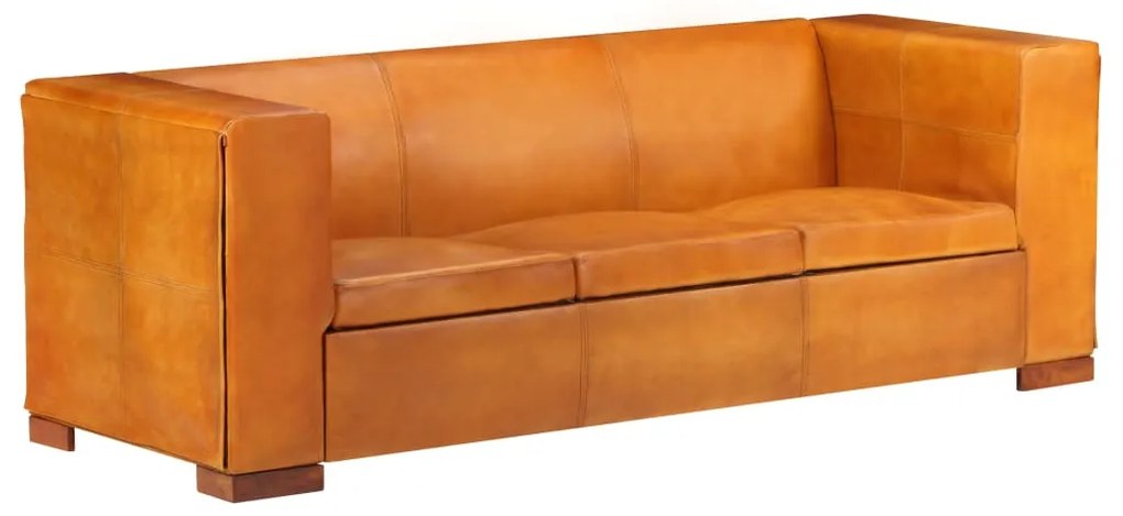 vidaXL Sofá de 3 lugares couro genuíno castanho bronze