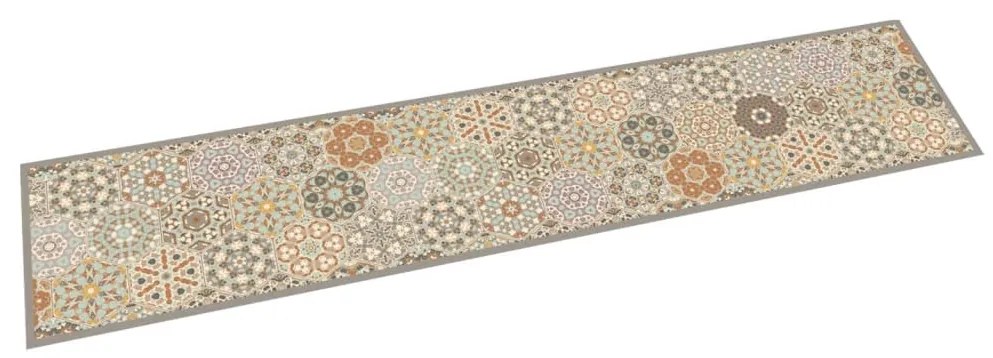 vidaXL Tapete cozinha lavável 60x300 cm veludo padrão hexagonal pastel