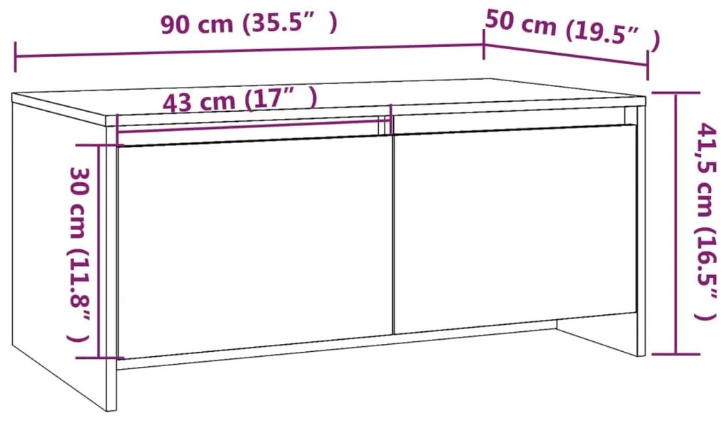 Mesa de centro 90x50x41,5 cm derivados de madeira branco
