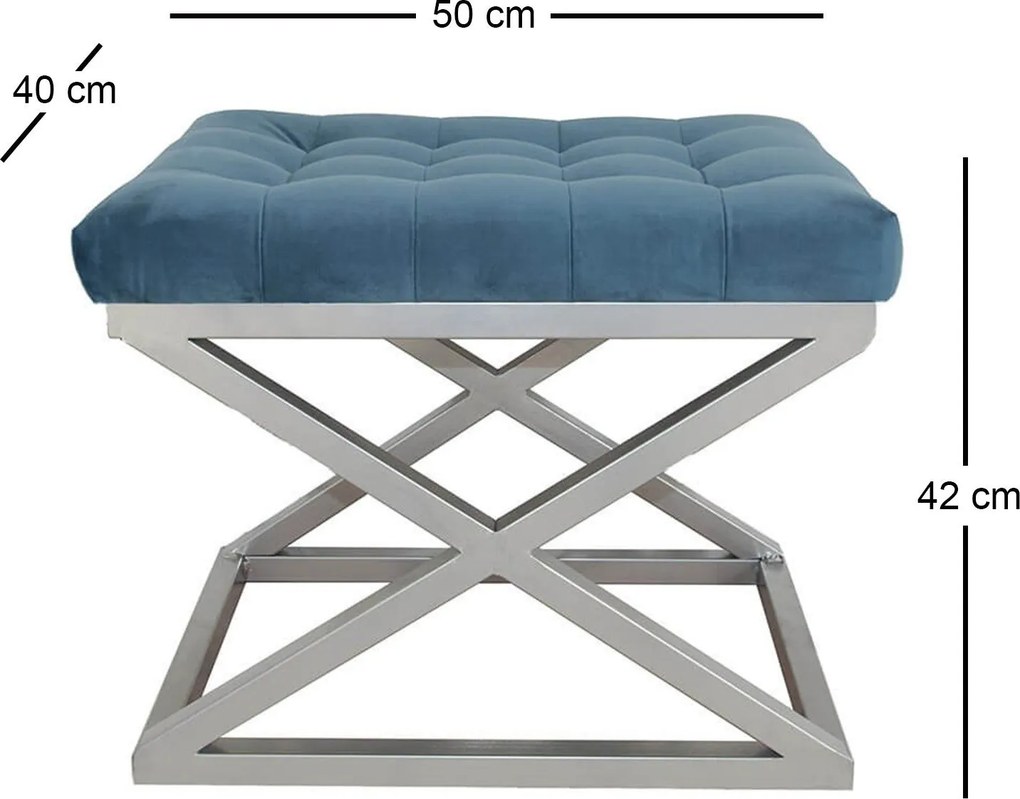 Pouffe Capraz – Silver Blue – 50x42x40 cm