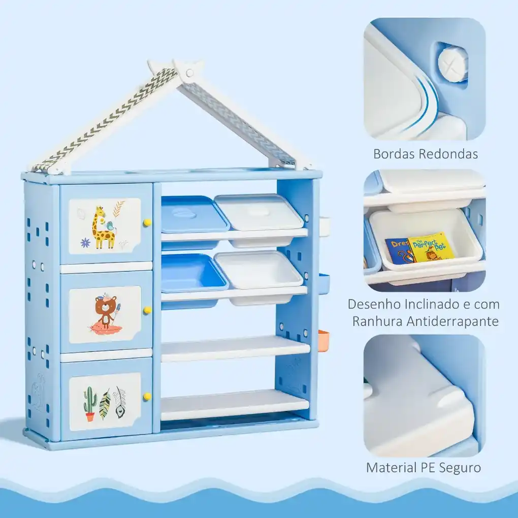 Prateleira com compartimentos e gavetas para arrumação de brinquedos e  livros infantis 93 x 40 x 94 cm Branco