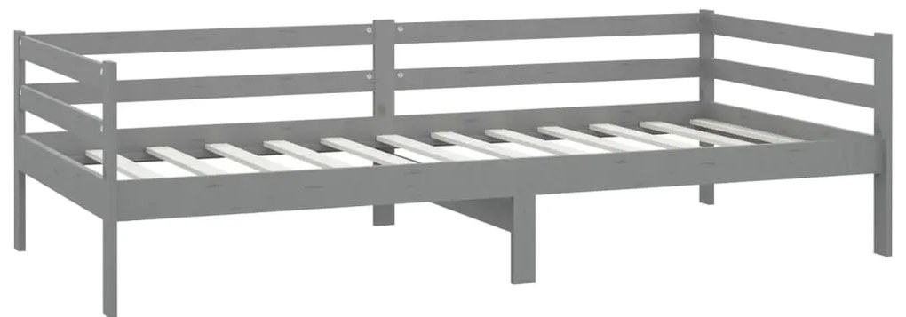 Sofá-cama com colchão 90x200 cm pinho maciço cinzento