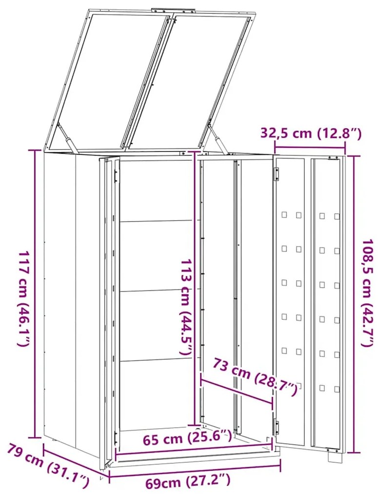 Abrigo para caixote do lixo 69x79x117 cm aço antracite