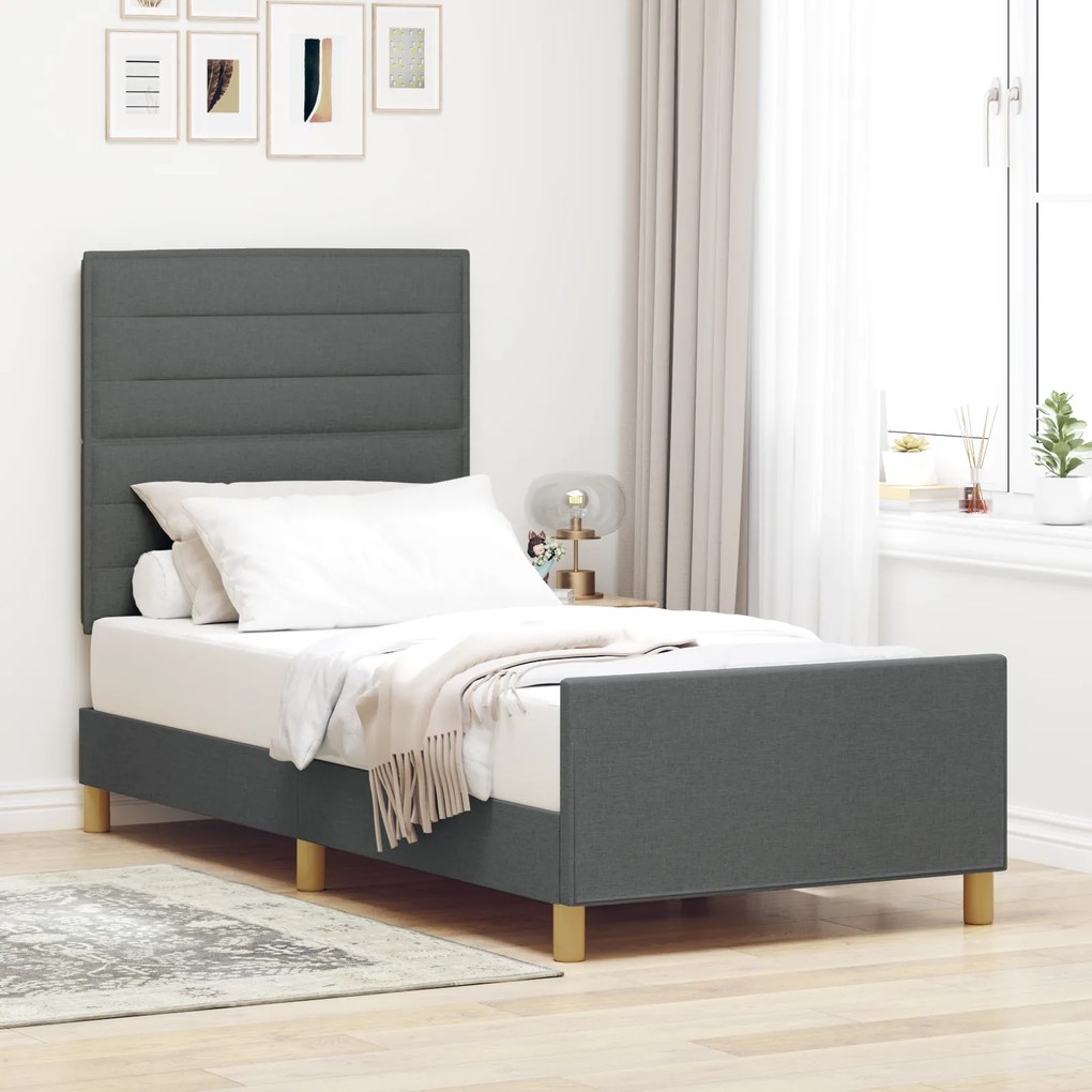 Cama vidaXL Cinza Escuro 80x200 cm em Tecido