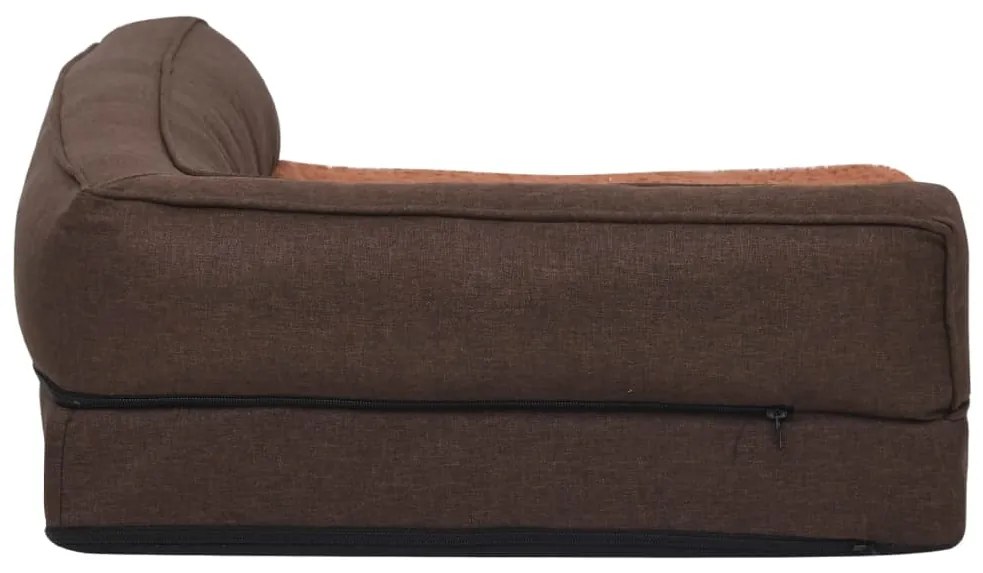 Cama para cães ergonómica 60x42cm aspeto linho pelúcia castanho