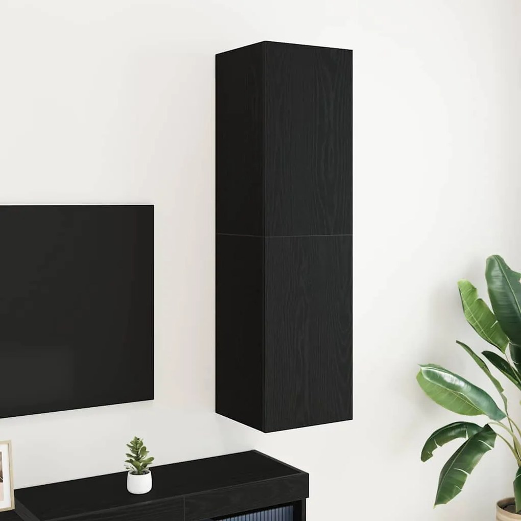 vidaXL Estante de TV em Carvalho Preto, Medidas 30,5 x 30 x 110 cm, Feita de Madeira Derivada