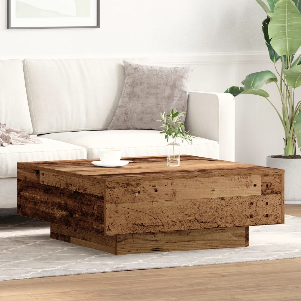 Mesa de Café VidaXL Madeira Velha 80x80x31 cm em Madeira de Engenharia