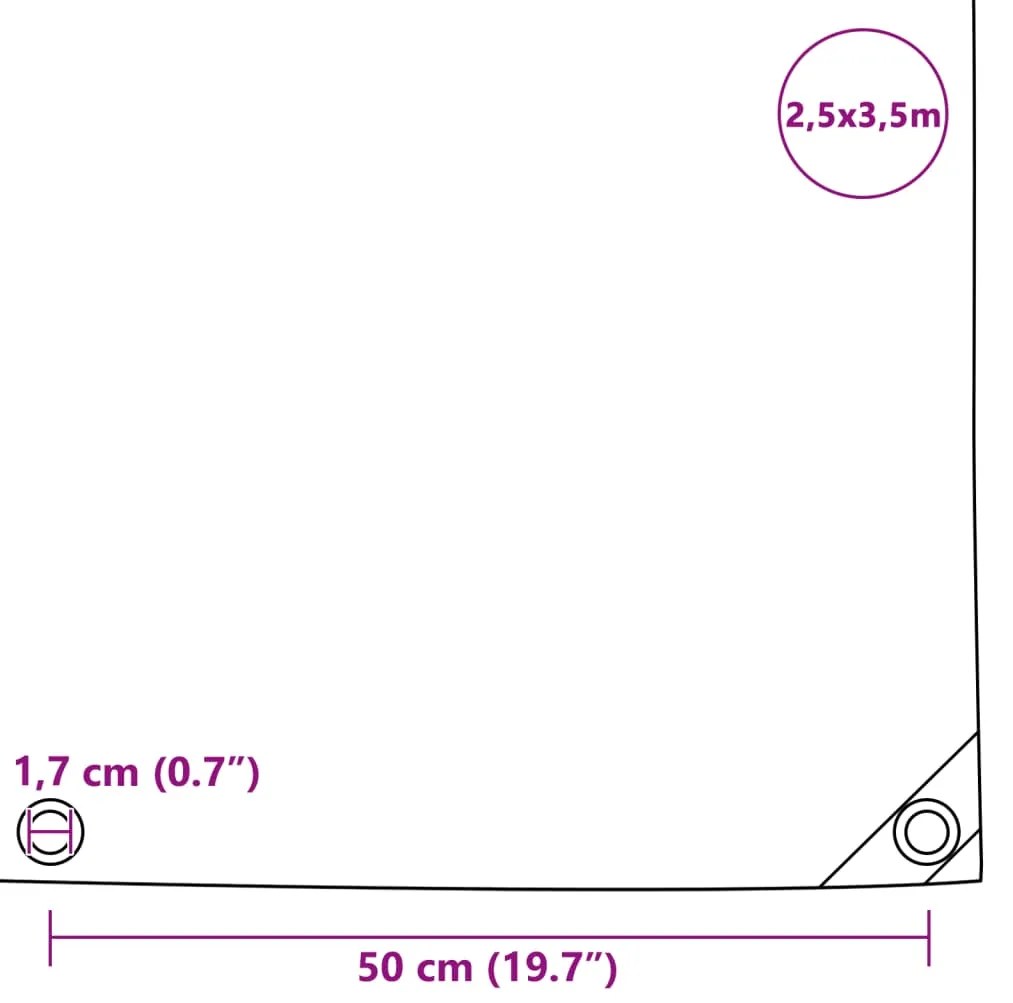 Lona 650 g/m² 2,5x3,5 m cinzento
