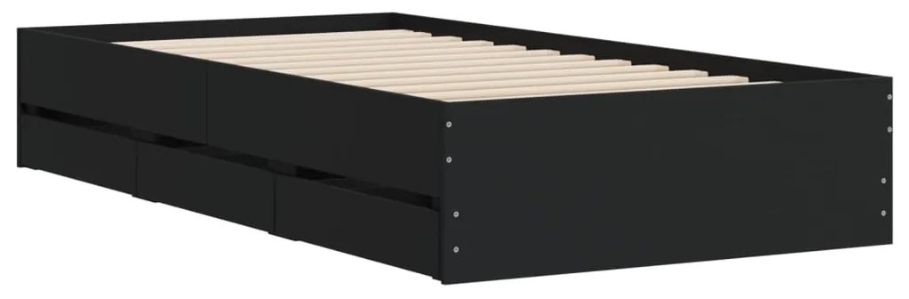 Estrutura de cama c/ gavetas 90x200 cm derivados madeira preto