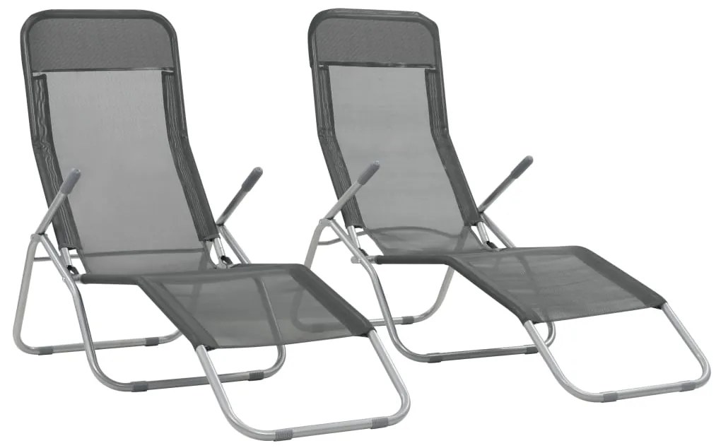 vidaXL Espreguiçadeiras dobráveis 2 pcs textilene antracite