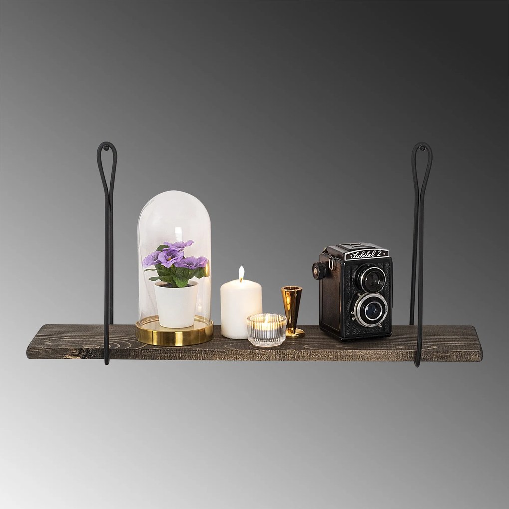 Prateleira de Parede Amaryllis – Preto e Nogueira Escura – 60x27x15 cm
