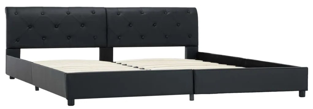 Estrutura de cama 180x200 cm couro artificial preto