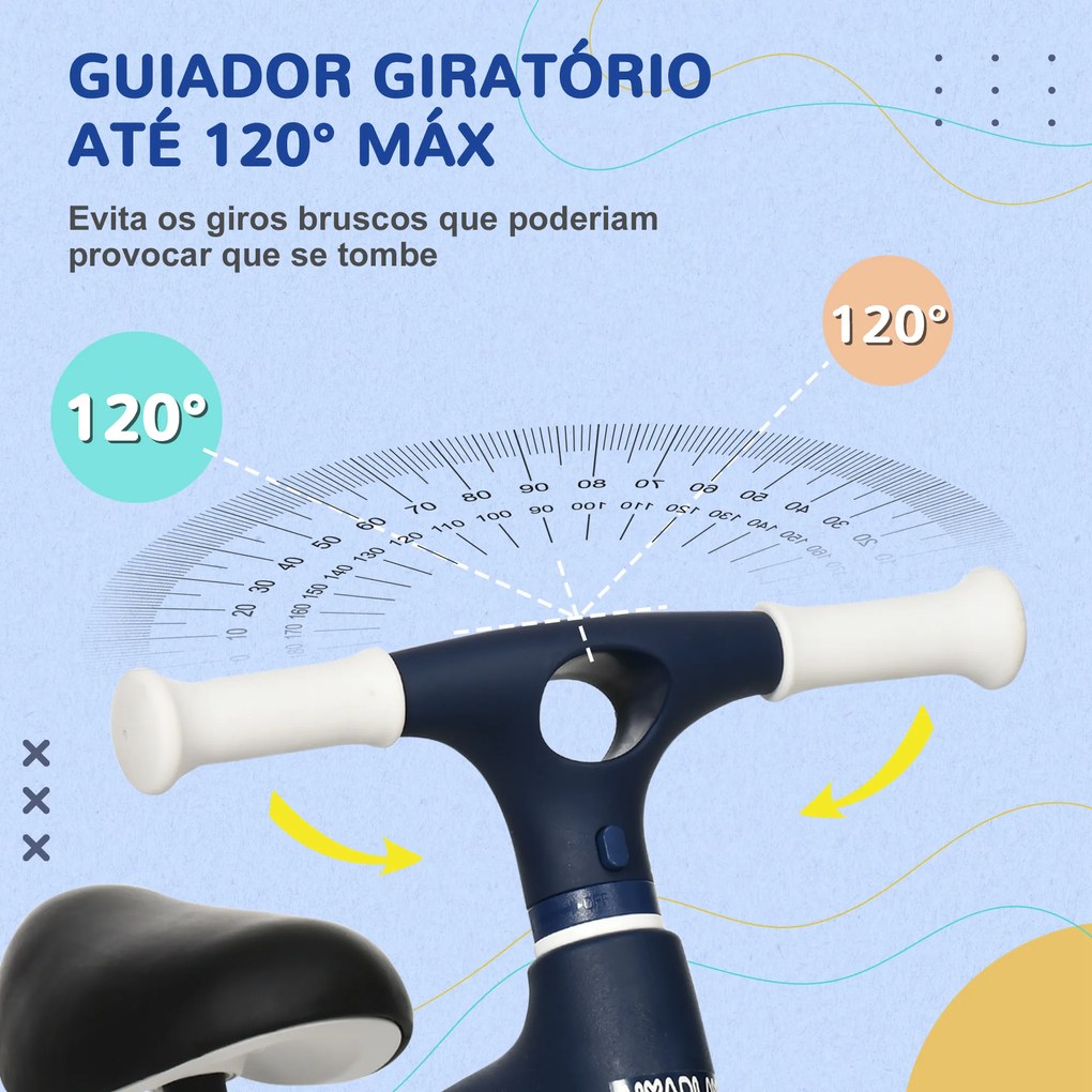 Bicicleta sem Pedais para Crianças Bicicleta de Equilíbrio com Assento Ajustável em Altura 67,5x32x44 cm Azul