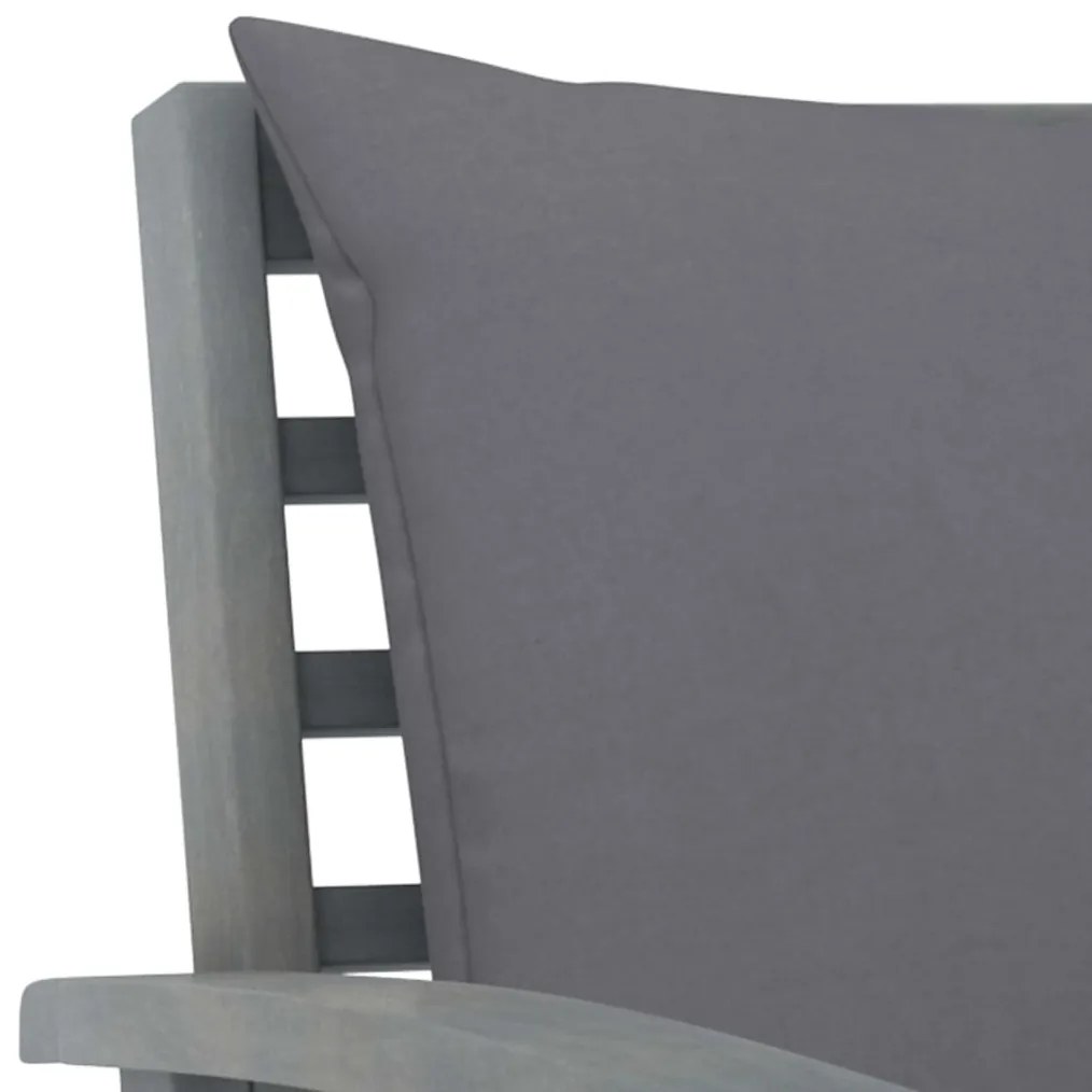 Cadeiras jardim 2 pcs c/ almofadões cinza-escuro acácia maciça