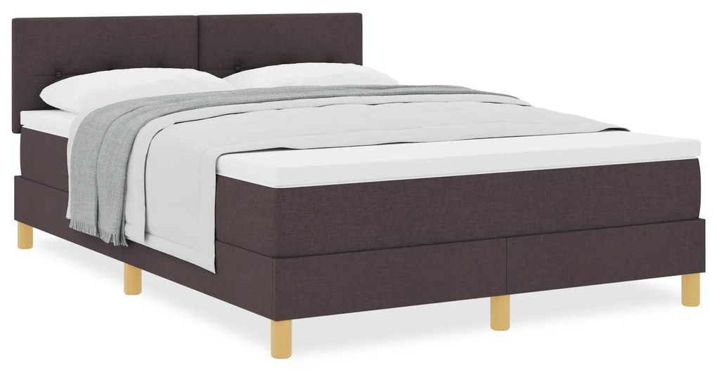 Cama Box Spring com Colchão Castanho 140x200 cm Tecido