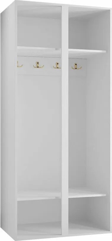 Roupeiro Hartford 395, Branco, 186x74x44cm, 50 kg, Portas para roupeiro: Com dobradiças, Número de prateleiras: 2, Número de prateleiras: 2