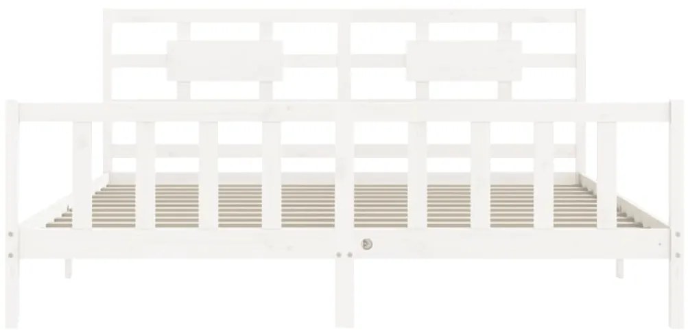 Estrutura cama Super King Size c/ cabeceira madeira branco