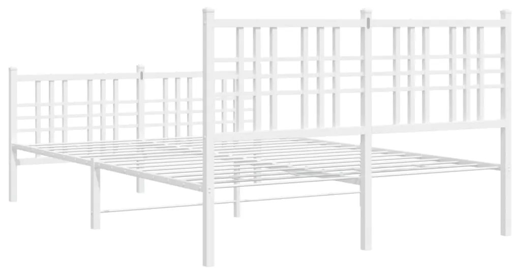 Estrutura de cama com cabeceira e pés 140x200 cm metal branco