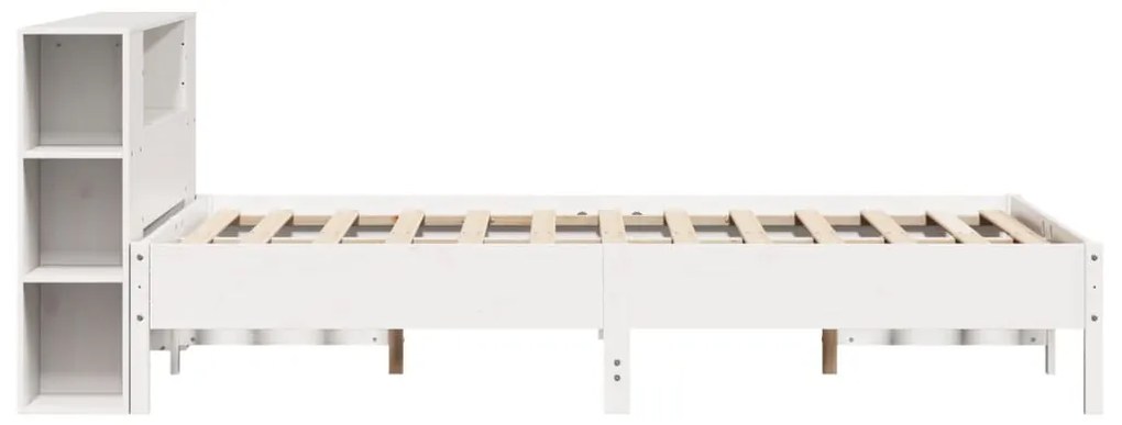 Cama com estante sem colchão 120x200 cm pinho maciço branco