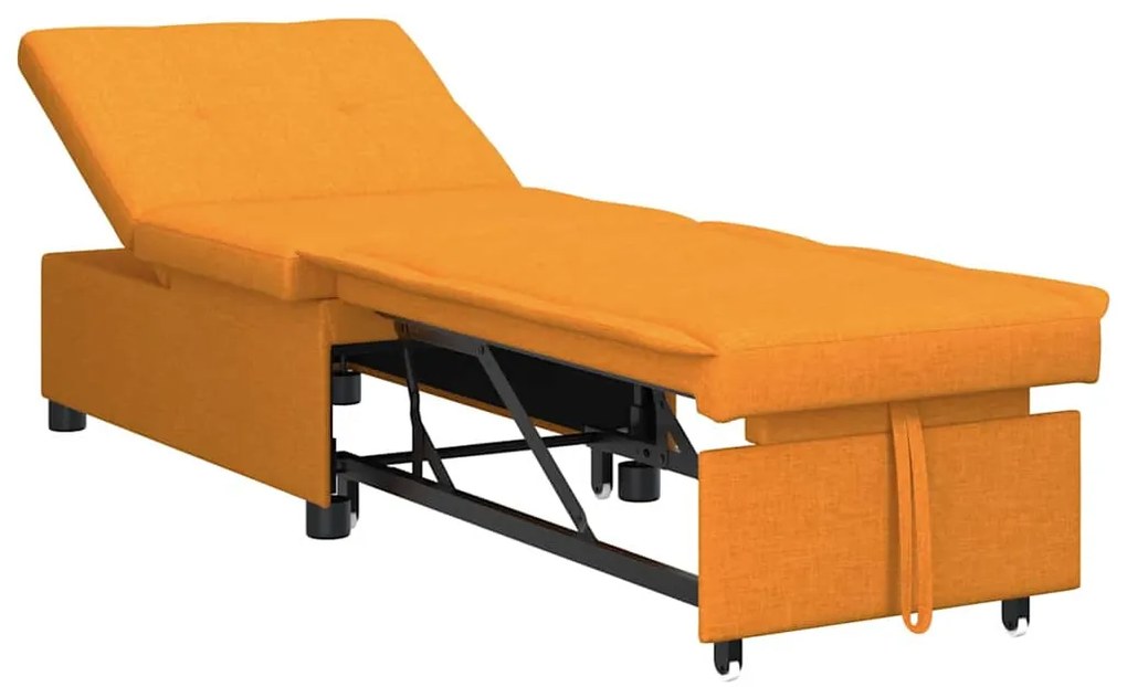 Sofá-cama 3 em 1 com design retrátil em tecido amarelo escuro
