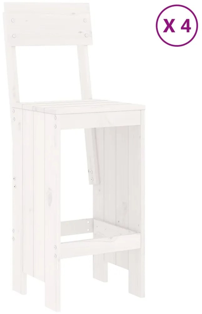 5 pcs conjunto de bar para jardim pinho maciço branco