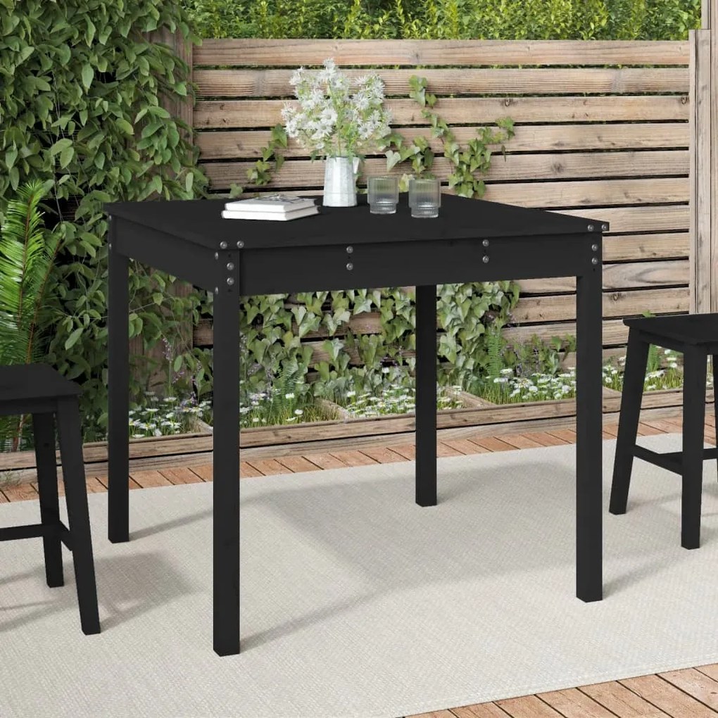 823966 vidaXL Mesa de jardim 82,5x82,5x76 cm madeira de pinho maciça preto