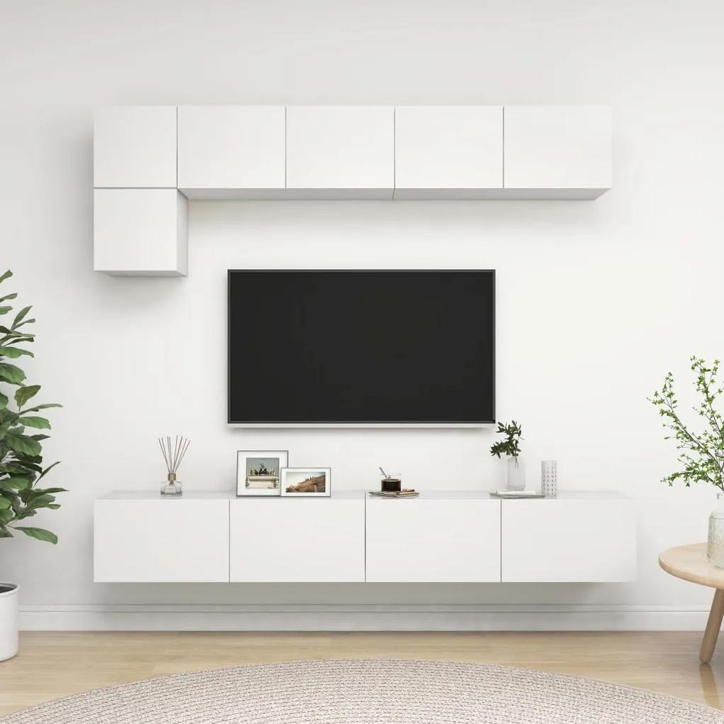 5 pcs conjunto de móveis de TV contraplacado branco