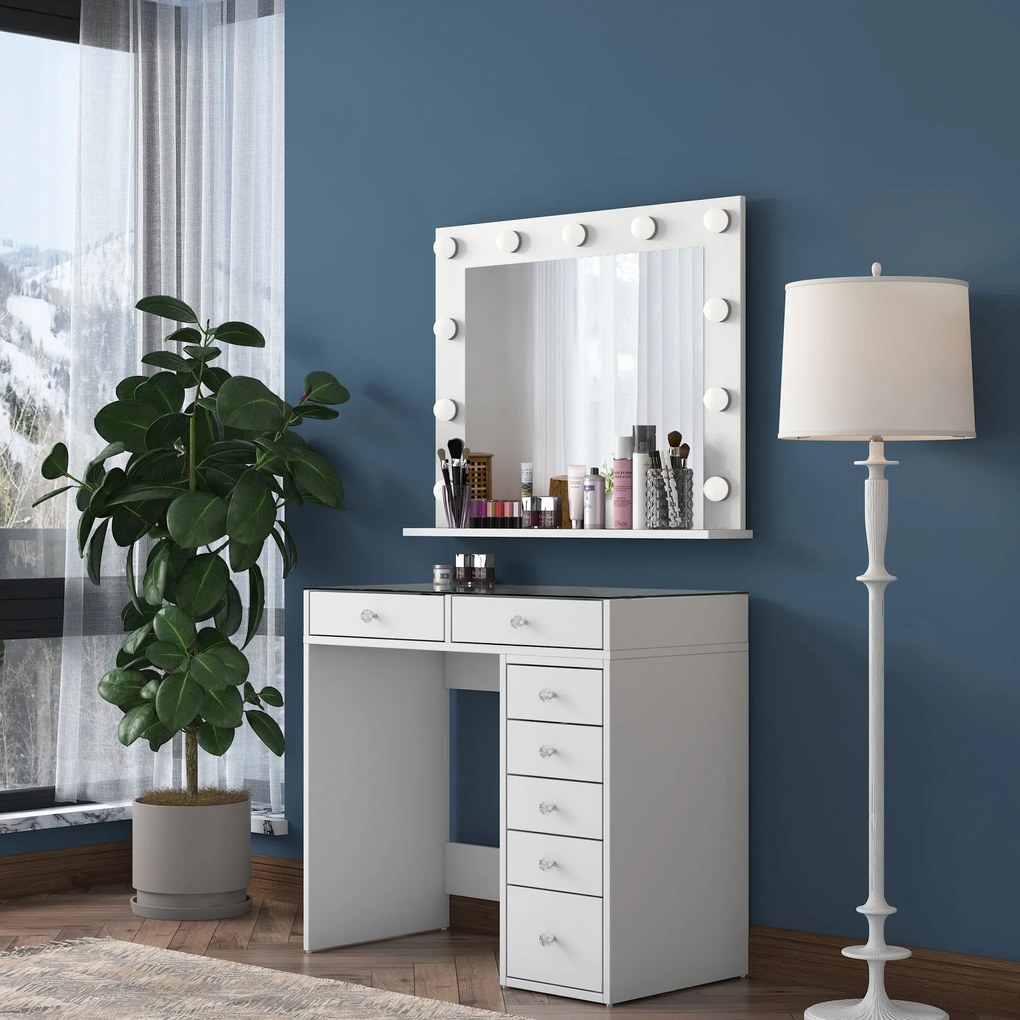 Mesa de Maquilhagem BJ117 – Branco – 90x79,8x44,5 cm