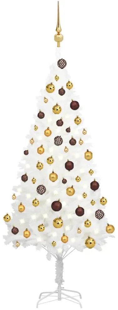 3077546 vidaXL Árvore Natal artificial pré-iluminada c/ bolas branco