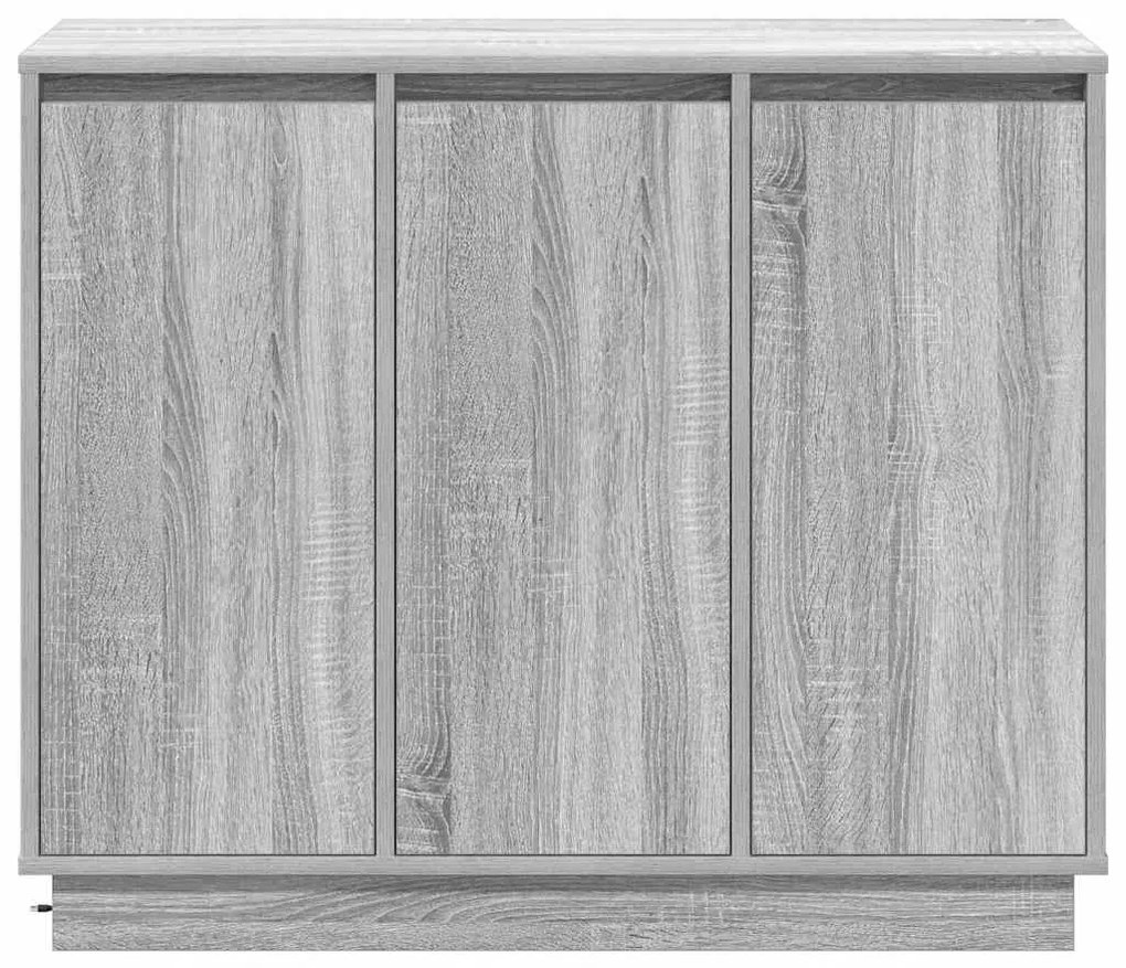 Sideboard vidaXL com LEDs em Cinza Sonoma 90x32x75 cm de Madeira de En