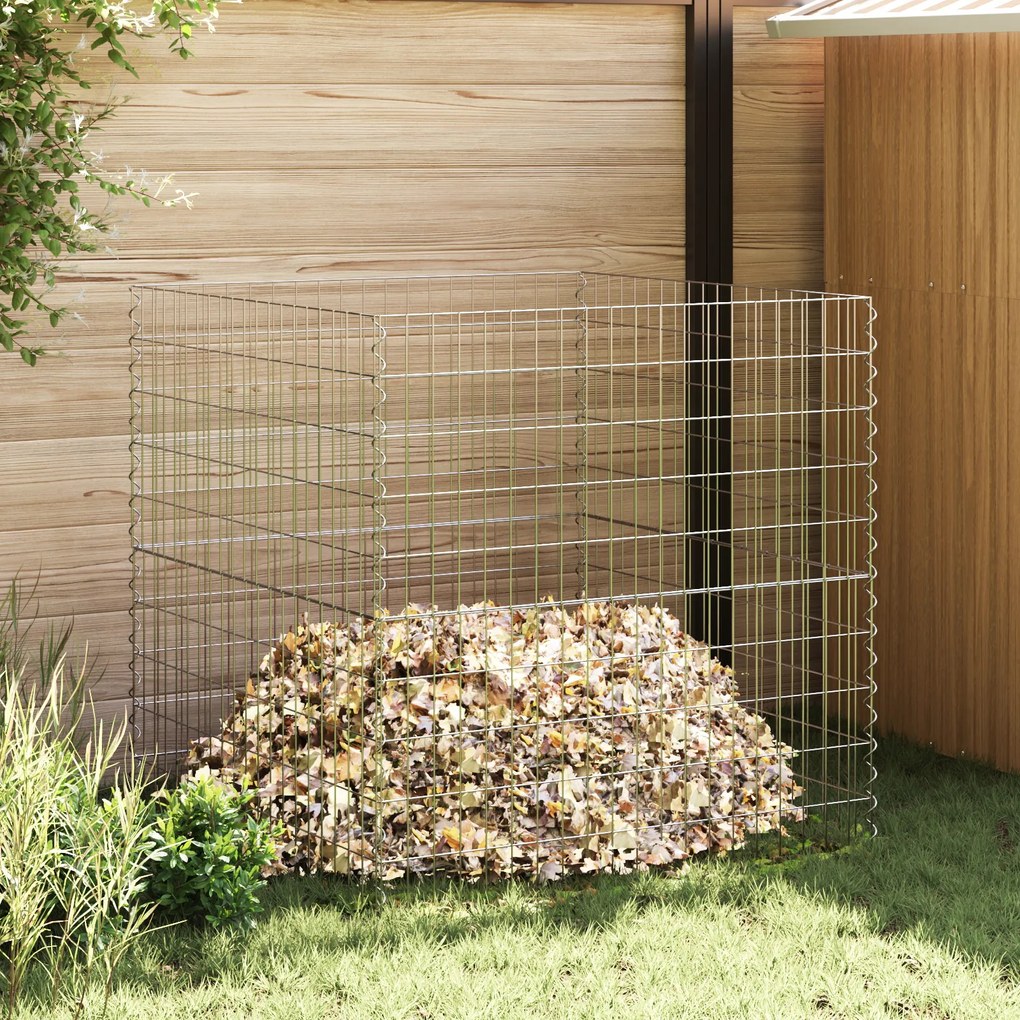 Compostor de Jardim vidaXL 100x100x100 cm em Aço Galvanizado Quadrado