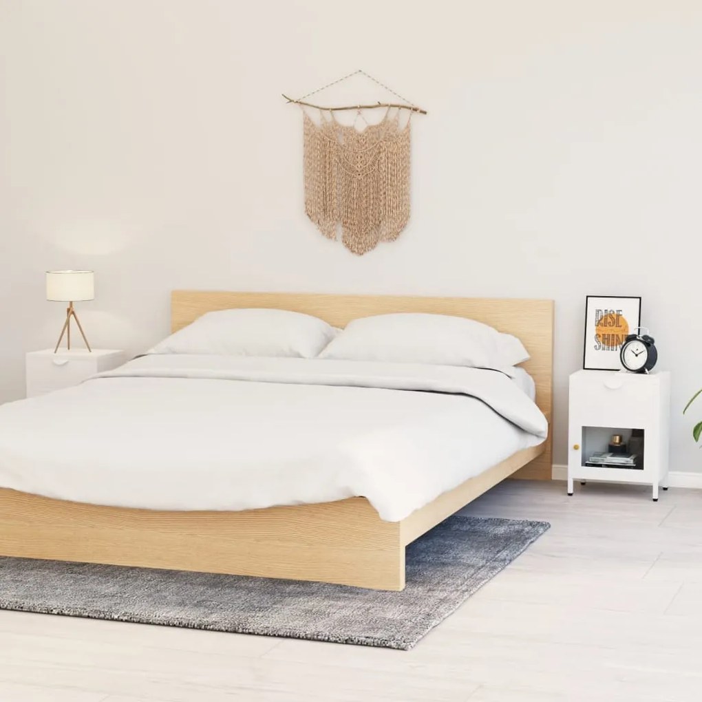 vidaXL Mesas de cabeceira 2 pcs 40x30x54,5 cm vidro e aço branco