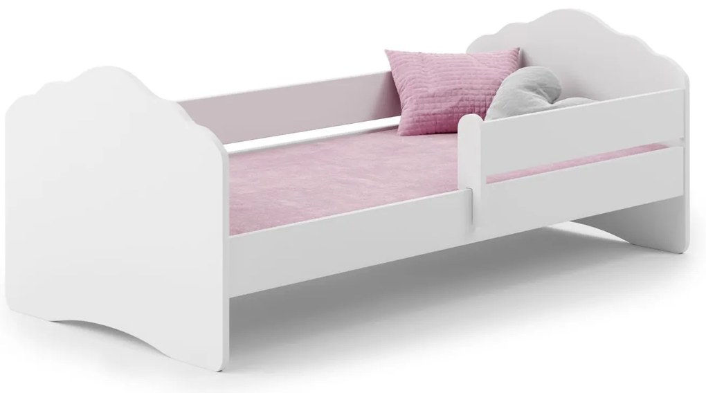 Cama infantil Wave branca 140x70 com grade - colchão e estrado incluído