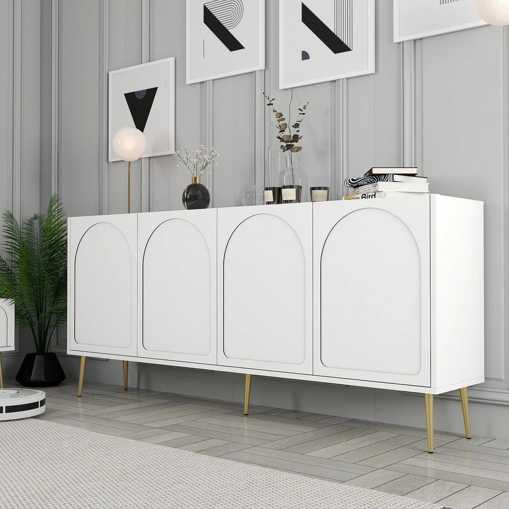 Console Lyon – Branco/Dourado – 180 cm x 80 cm x 35 cm