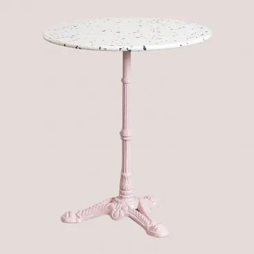 Mesa De Bar Redonda Ø60 Cm Em Terraço Azteca Terrazzo Marfim E Preto - Rosa Algodão Doce - Sklum