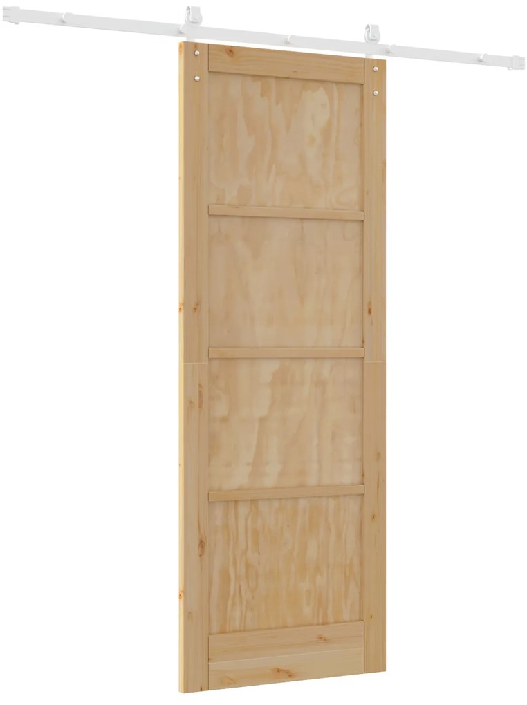 Porta Deslizante vidaXL com Conjunto de Ferragens 78x211 cm Madeira Só