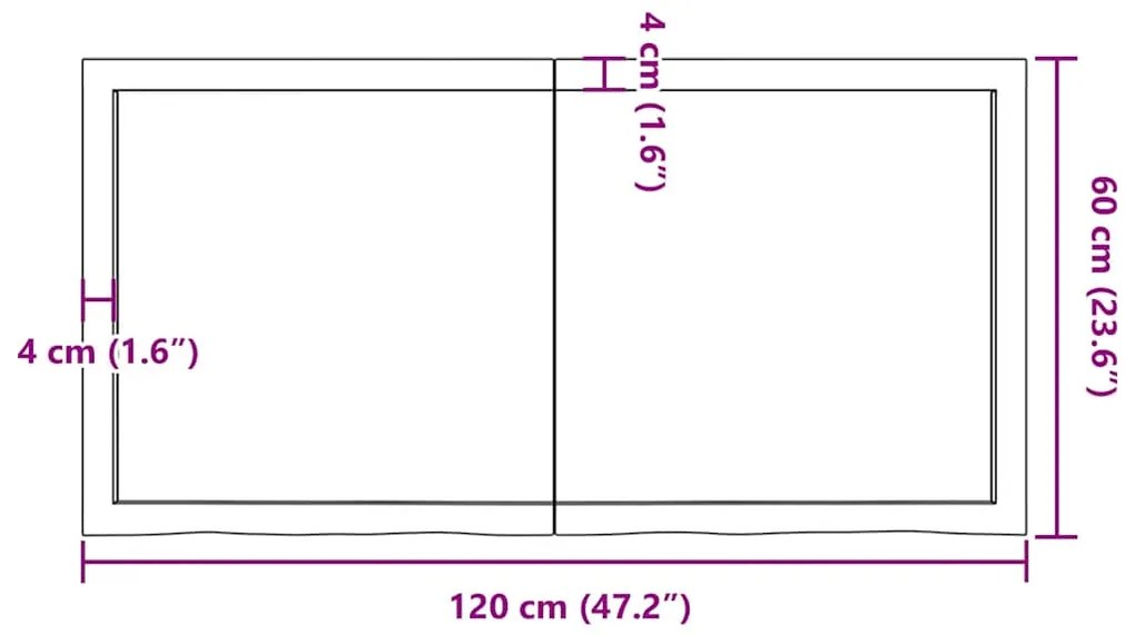Prateleira de parede 120x60x(2-6)cm carvalho maciço não tratado