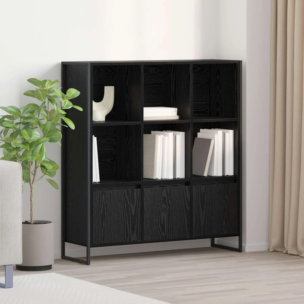 vidaXL Gabinete de Livros 2 pcs Carvalho Preto 99,5 x 30 x 108,5 cm