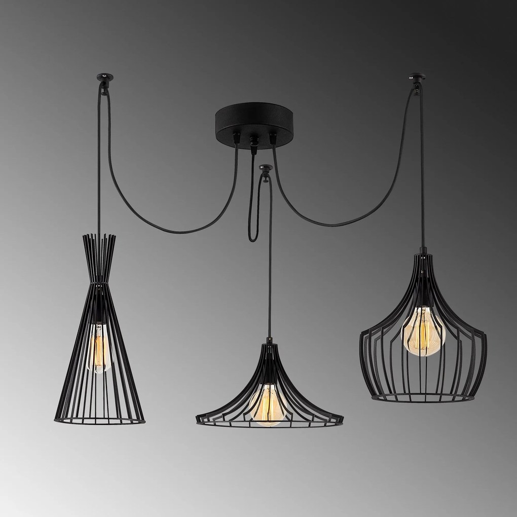 Candeeiro de Teto Mezopotamya – Preto – 114 cm de Diâmetro x 130 cm de