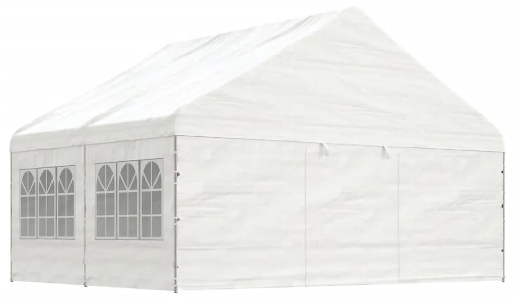 vidaXL Gazebo com telhado 4,46x5,88x3,75 m polietileno branco