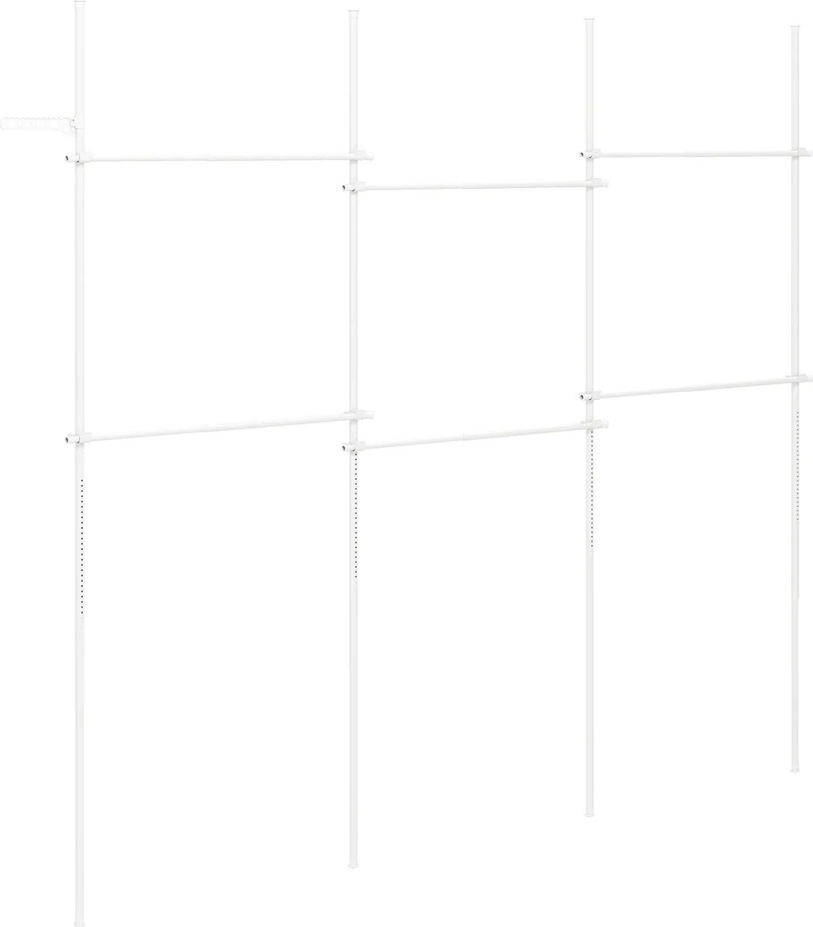 Cabideiro de Roupa Modular 210-369 x 110-315 cm, Estrutura Extensível, Branco