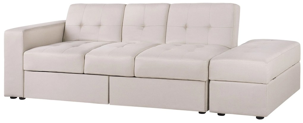 Sofá-cama de 3 lugares em tecido creme com repousa-pés  FALSTER Beliani